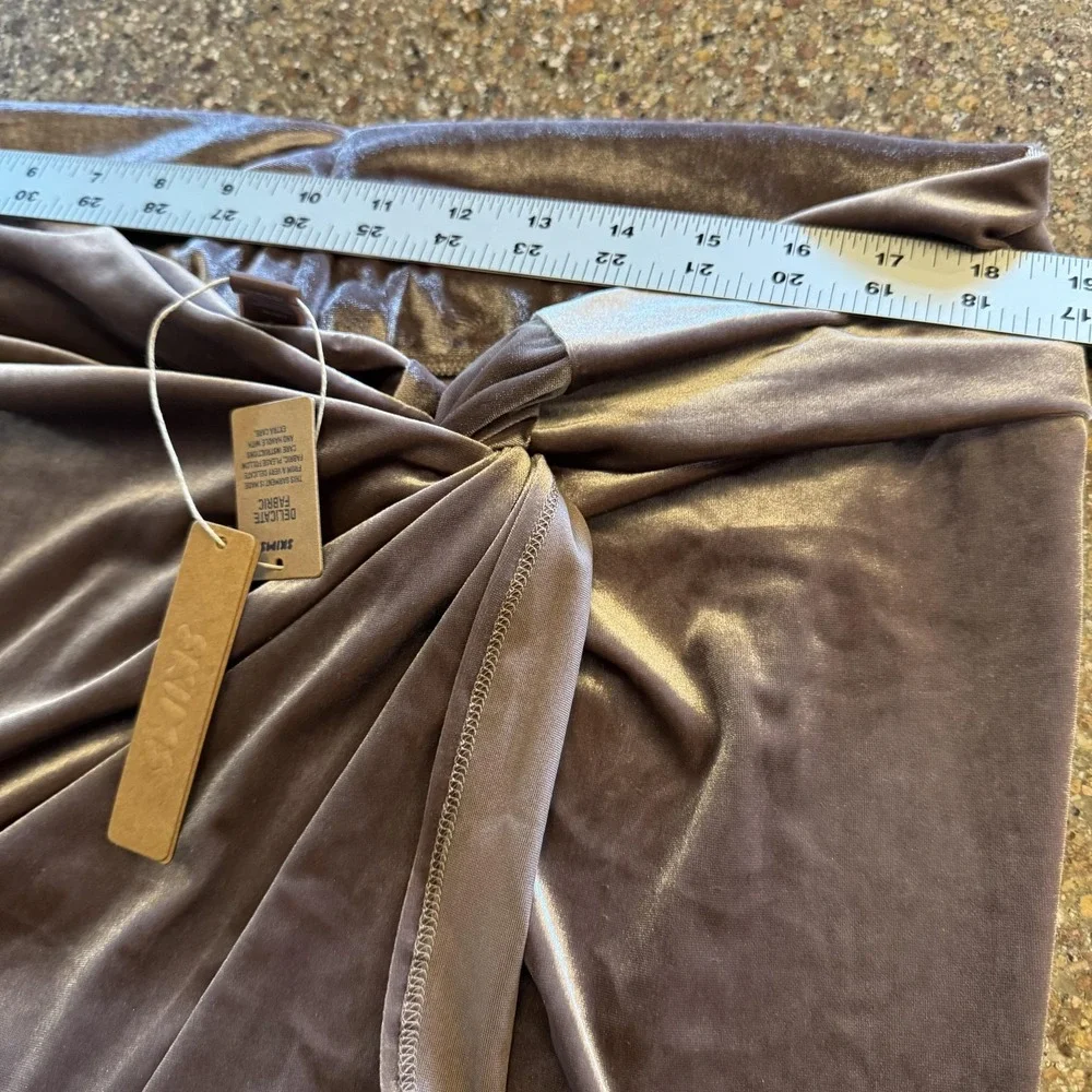 Skims Bikini Velvet Sarong Womens 4XL Umber‎ Mini Side Knot Swim Shine Beach